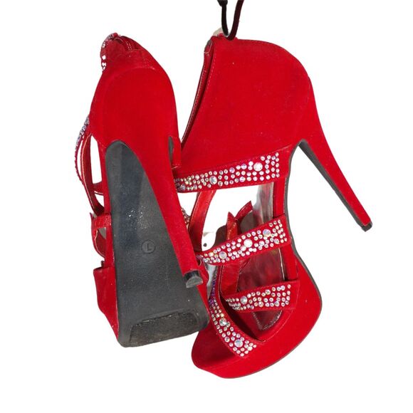 Dress Sandals‎ Strappy Wrap With Rhinestones Back Zipper SZ 7 - Picture 3 of 6